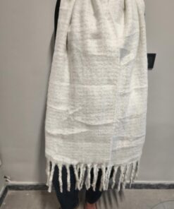 Κασκόλ Κασμίρι Βισκόζη Γαλλικό Lurex Κλωστή Μακρύ Κρόσι Λευκό