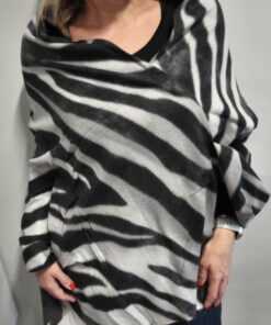 Πασμίνα Μαλλί Βισκόζη Γαλλική Classic Leopard Γαλάζιο