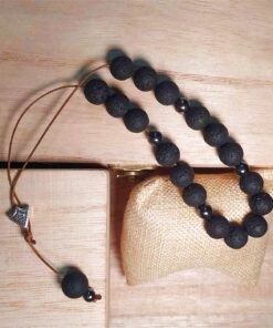 Κομπολόι ημιπολύτιμων λίθων Φυσικής Ηφαιστειακής Λάβας και Αιματίτη με 25 χάντρες