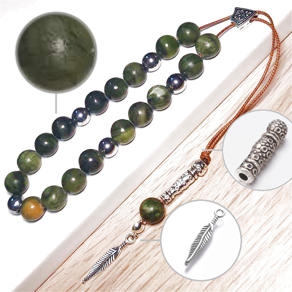 Κομπολόι ημιπολύτιμων λίθων Ίασπις και Αιματίτη με 23 χάντρες - Image 2