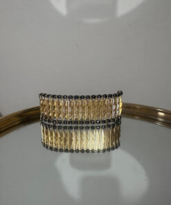 Alternative view of Βραχιόλι με μεταλλικά ζαμακ φτερά 24Κ επίχρυσα και χάντρα αιματίτη