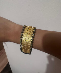 Βραχιόλι με μεταλλικά ζαμακ φτερά 24Κ επίχρυσα και χάντρα αιματίτη