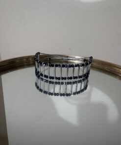 Alternative view of Βραχιόλι με μεταλλικές ζαμακ βέργες 999 επάργυρες και χάντρα γυάλινη κρυσταλλάκι